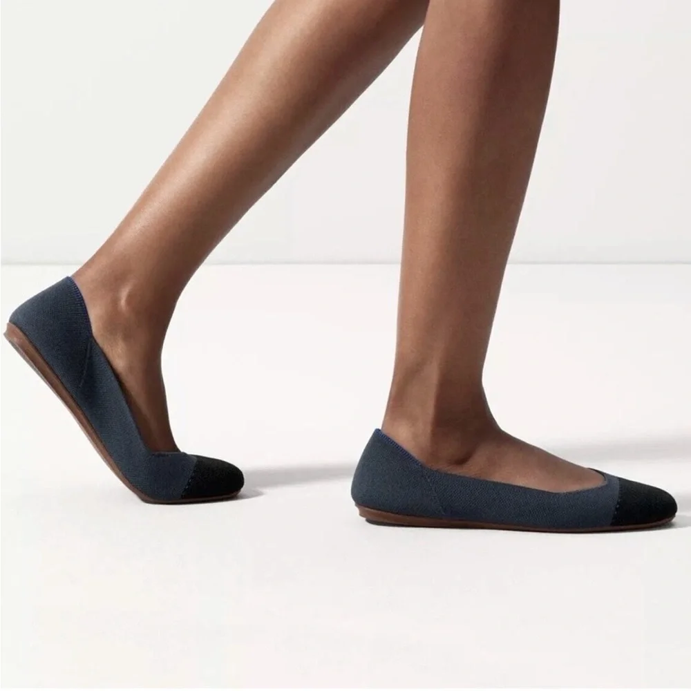 Rothy's The Square Starling Blue Cap Toe Flats